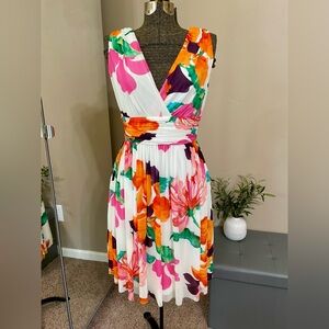 Vivienne Tam Floral Mini Dress Colorful Fit Flare Mesh Cocktail Party Y2K Size L